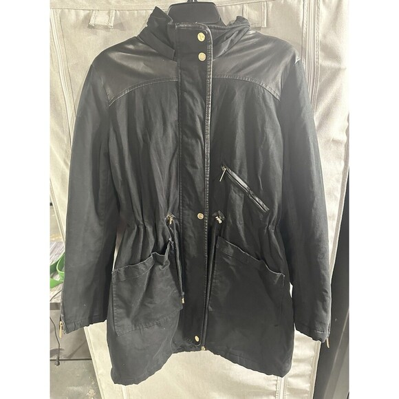 French Connection Black Parka Jacket Size M Winter Fall‎ Winter Premium Slimming - Picture 2 of 9